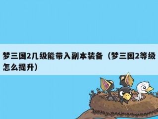 梦三国2几级能带入副本装备（梦三国2等级怎么提升）