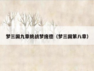 梦三国九章挑战梦庞德（梦三国第八章）