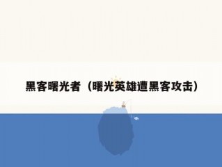 黑客曙光者（曙光英雄遭黑客攻击）