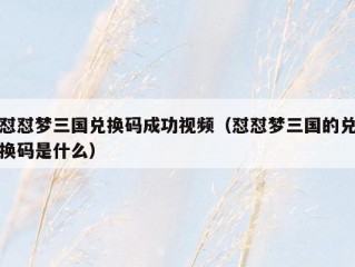 怼怼梦三国兑换码成功视频（怼怼梦三国的兑换码是什么）
