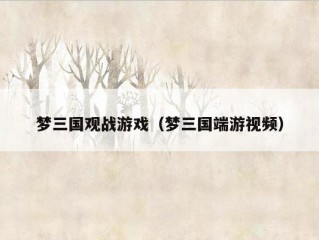 梦三国观战游戏（梦三国端游视频）