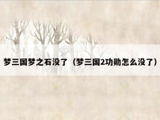 梦三国梦之石没了（梦三国2功勋怎么没了）