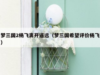 梦三国2杨飞离开遥远（梦三国希望评价杨飞）
