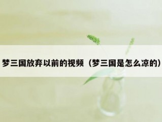 梦三国放弃以前的视频（梦三国是怎么凉的）