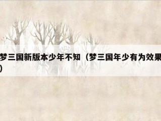 梦三国新版本少年不知（梦三国年少有为效果）