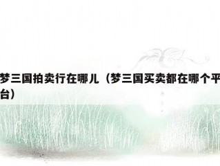 梦三国拍卖行在哪儿（梦三国买卖都在哪个平台）