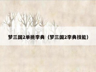 梦三国2单挑李典（梦三国2李典技能）