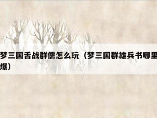 梦三国舌战群儒怎么玩（梦三国群雄兵书哪里爆）