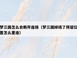 梦三国怎么会断开连接（梦三国掉线了预留位置怎么重连）