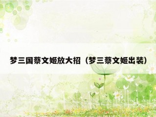 梦三国蔡文姬放大招（梦三蔡文姬出装）