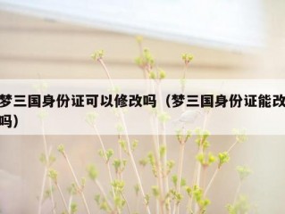 梦三国身份证可以修改吗（梦三国身份证能改吗）