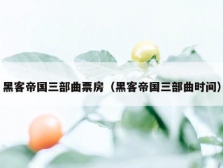 黑客帝国三部曲票房（黑客帝国三部曲时间）