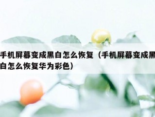 手机屏幕变成黑白怎么恢复（手机屏幕变成黑白怎么恢复华为彩色）