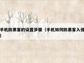 手机防黑客的设置步骤（手机如何防黑客入侵）