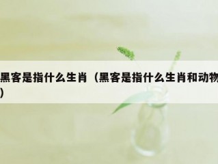 黑客是指什么生肖（黑客是指什么生肖和动物）
