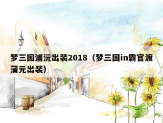 梦三国浦沅出装2018（梦三国in霸官渡蒲元出装）