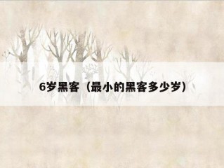 6岁黑客（最小的黑客多少岁）