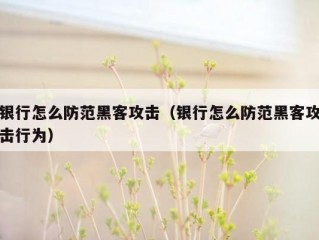 银行怎么防范黑客攻击（银行怎么防范黑客攻击行为）