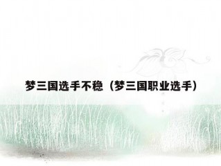 梦三国选手不稳（梦三国职业选手）