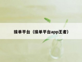 接单平台（接单平台app王者）