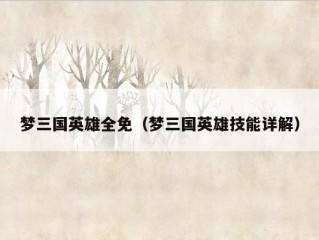 梦三国英雄全免（梦三国英雄技能详解）