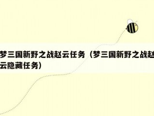 梦三国新野之战赵云任务（梦三国新野之战赵云隐藏任务）