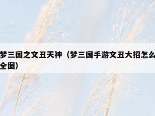 梦三国之文丑天神（梦三国手游文丑大招怎么全图）