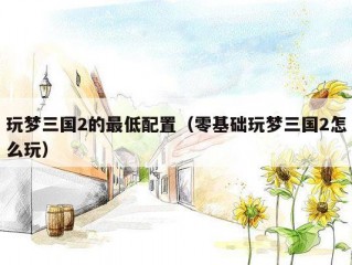 玩梦三国2的最低配置（零基础玩梦三国2怎么玩）