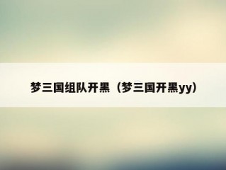 梦三国组队开黑（梦三国开黑yy）
