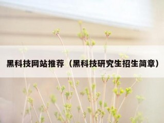 黑科技网站推荐（黑科技研究生招生简章）