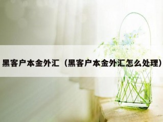 黑客户本金外汇（黑客户本金外汇怎么处理）