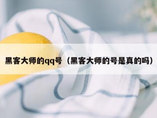 黑客大师的qq号（黑客大师的号是真的吗）