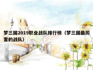 梦三国2019职业战队排行榜（梦三国最厉害的战队）