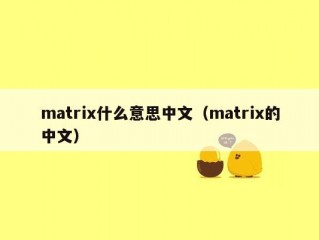 matrix什么意思中文（matrix的中文）